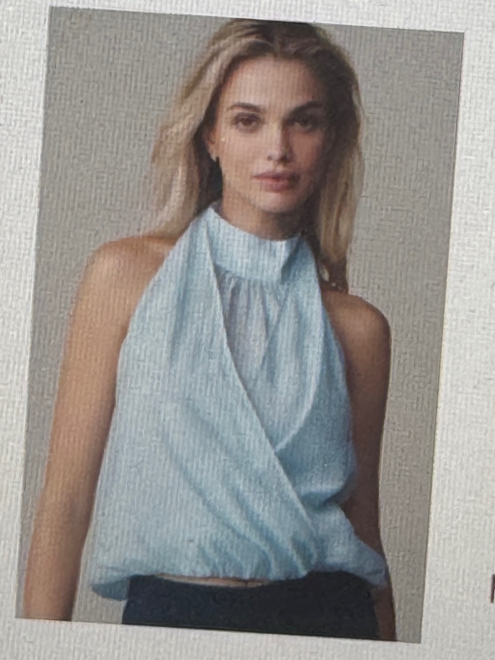 Anthropologie Light Blue Halter Camisole with Draped Front, New, L
